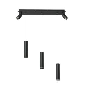 Angelina 5 - Light Cylinder Kitchen Island Pendant No Bulb (Color: Black)